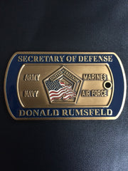 Secretary of Defense (21st) Donald H. Rumsfeld (Dog Tag)