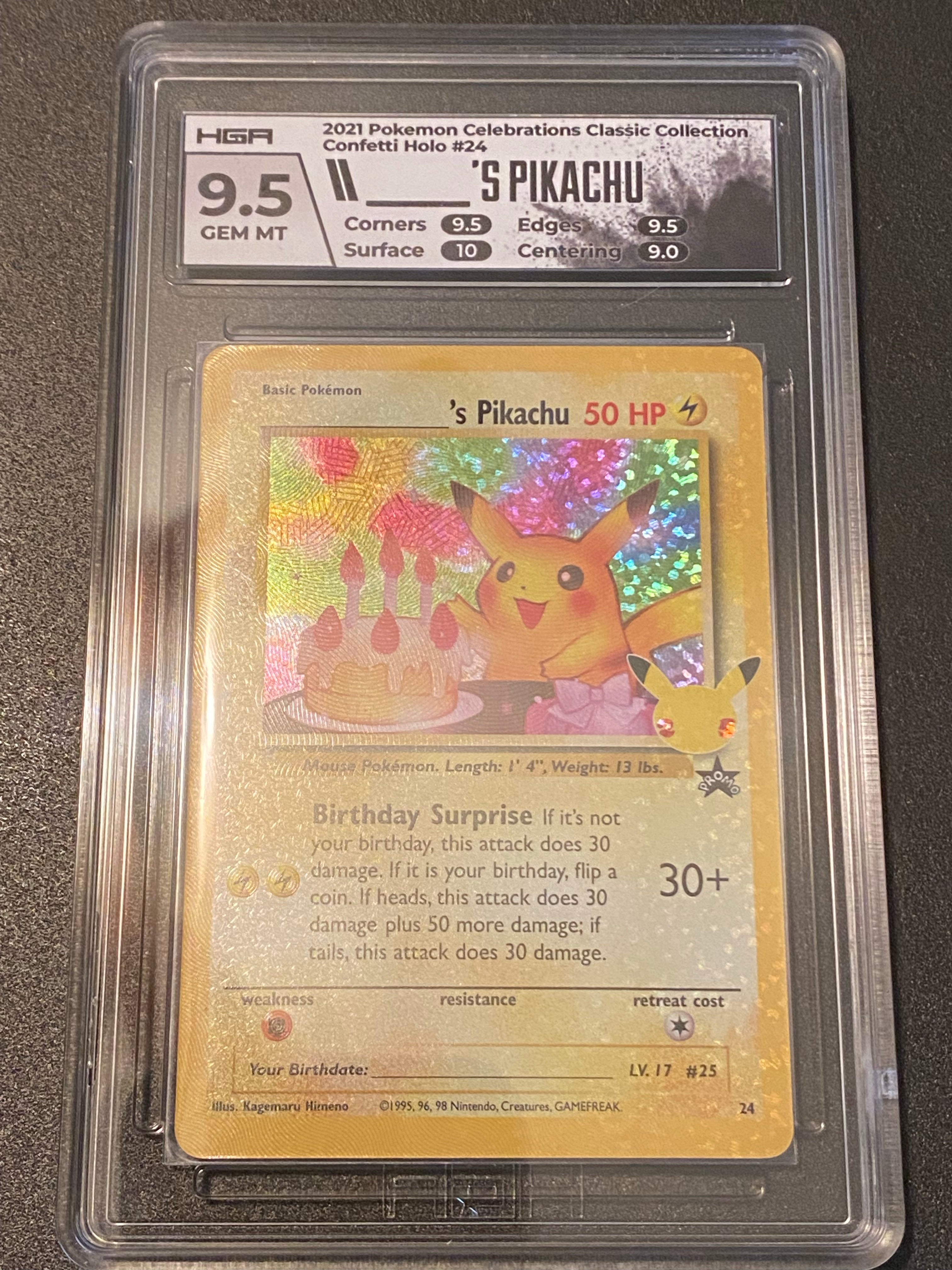 2021 Pokemon Celebrations Pikachu Birthday Surprise - Confetti Holo - ChallengeCoinTrader, LLC 2021 Pokemon Celebrations Pikachu Birthday Surprise - Confetti Holo - ChallengeCoinTrader, LLC